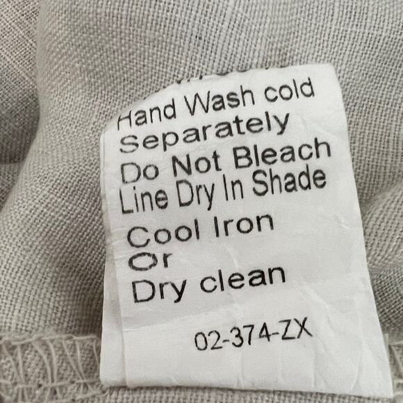 Lungo L'Arno Womens Linen Tunic Size Medium Sand 3/4 Sleeve Ruffled Hem Italy - Picture 7 of 7